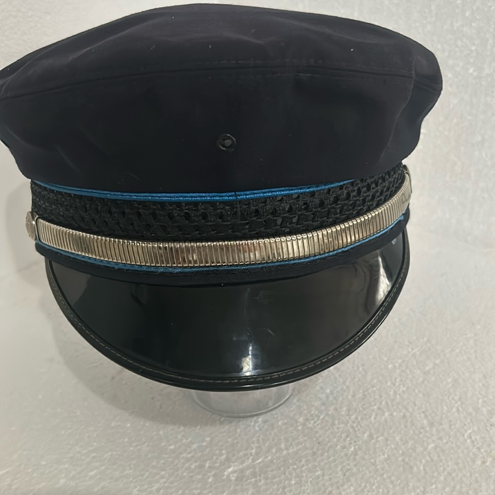 Black Police Hat with plastic rain cover